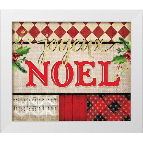 Joyeux Noel Plaid White Modern Wood Framed Art Print by Pugh, Jennifer