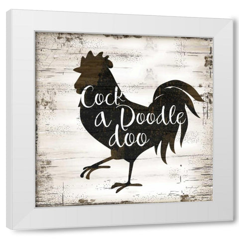 Farmhouse Rooster White Modern Wood Framed Art Print by Pugh, Jennifer