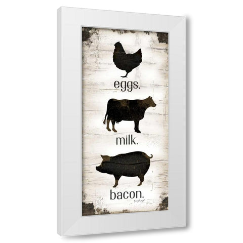 Farmhouse Eggs - Milk - Bacon White Modern Wood Framed Art Print by Pugh, Jennifer