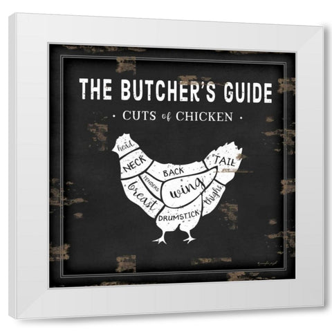 Butchers Guide Chicken White Modern Wood Framed Art Print by Pugh, Jennifer
