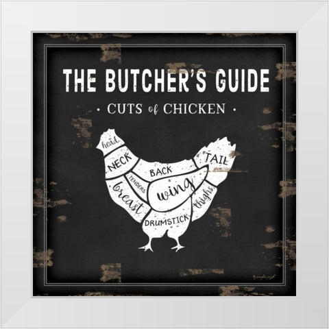 Butchers Guide Chicken White Modern Wood Framed Art Print by Pugh, Jennifer