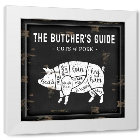 Butchers Guide Pig White Modern Wood Framed Art Print by Pugh, Jennifer