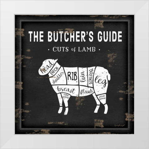 Butchers Guide Lamb White Modern Wood Framed Art Print by Pugh, Jennifer