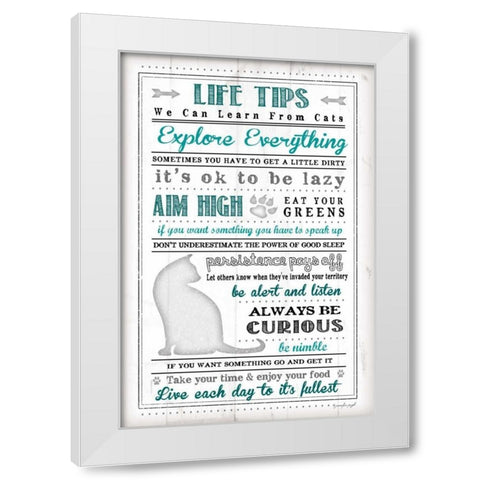 Life Tips - Cats White Modern Wood Framed Art Print by Pugh, Jennifer