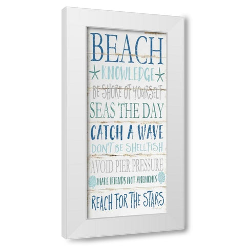 Beach Knowledge White Modern Wood Framed Art Print by Pugh, Jennifer