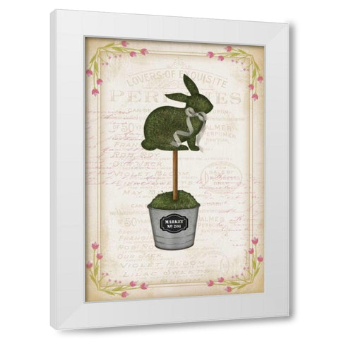 Topiary Bunny White Modern Wood Framed Art Print by Pugh, Jennifer