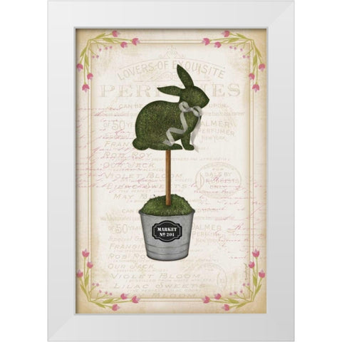 Topiary Bunny White Modern Wood Framed Art Print by Pugh, Jennifer