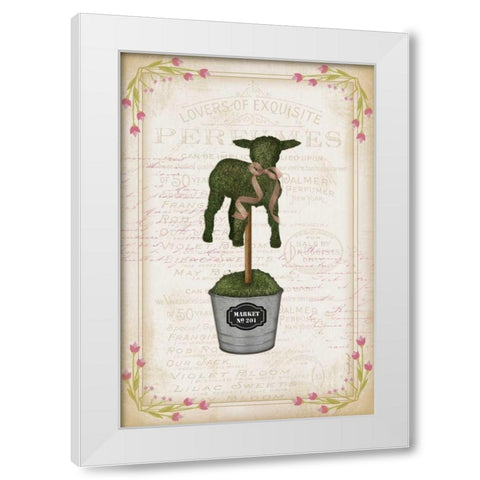 Topiary Lamb White Modern Wood Framed Art Print by Pugh, Jennifer