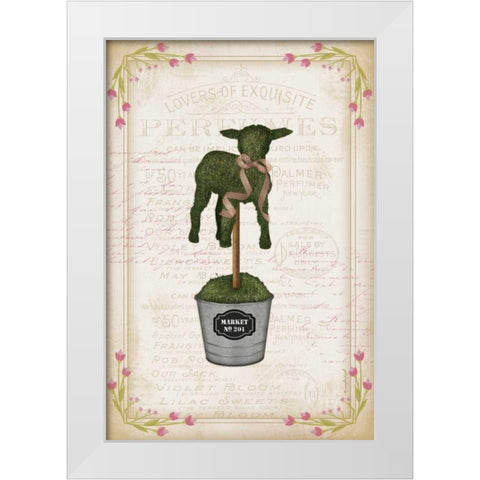 Topiary Lamb White Modern Wood Framed Art Print by Pugh, Jennifer