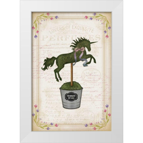 Topiary Unicorn II White Modern Wood Framed Art Print by Pugh, Jennifer