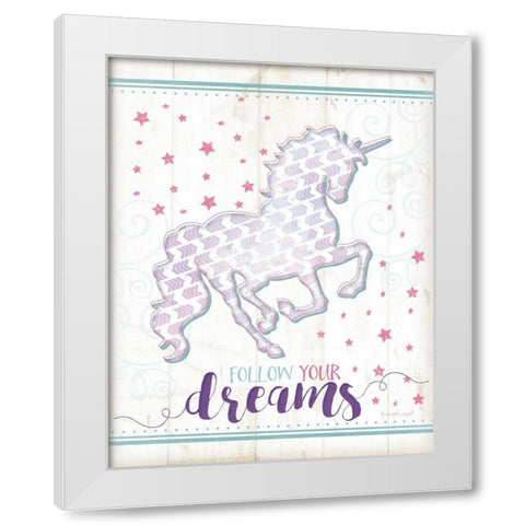 Dreams Unicorn White Modern Wood Framed Art Print by Pugh, Jennifer