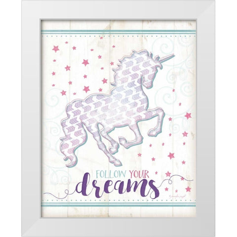 Dreams Unicorn White Modern Wood Framed Art Print by Pugh, Jennifer