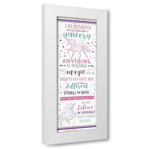 Life Lessons from a Unicorn White Modern Wood Framed Art Print by Pugh, Jennifer