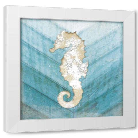 Coastal Seahorse White Modern Wood Framed Art Print by Pugh, Jennifer