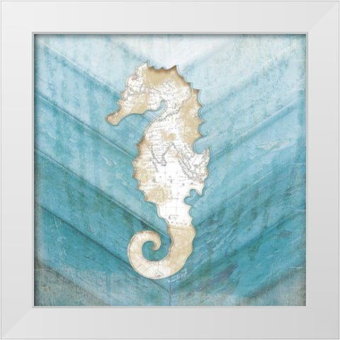 Coastal Seahorse White Modern Wood Framed Art Print by Pugh, Jennifer