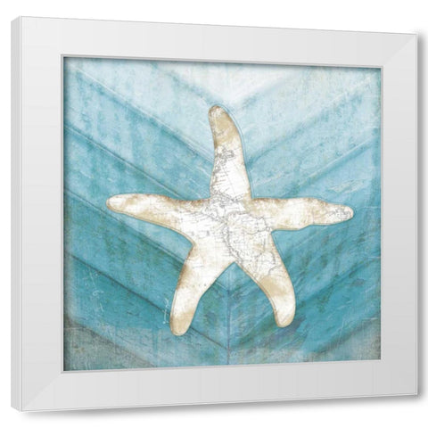 Coastal Starfish White Modern Wood Framed Art Print by Pugh, Jennifer