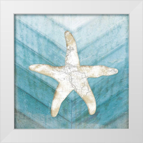 Coastal Starfish White Modern Wood Framed Art Print by Pugh, Jennifer