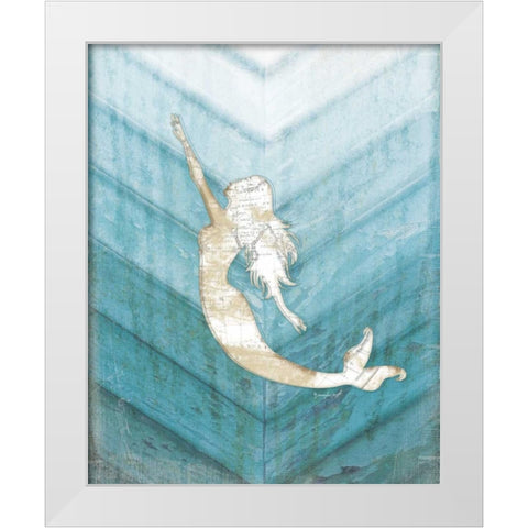 Coastal Mermaid I White Modern Wood Framed Art Print by Pugh, Jennifer