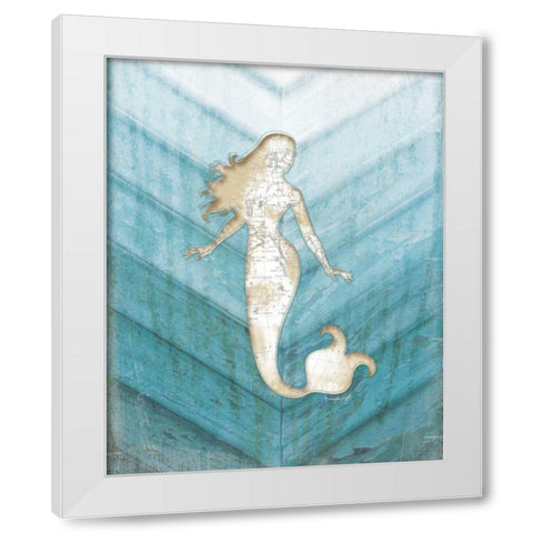 Coastal Mermaid III White Modern Wood Framed Art Print by Pugh, Jennifer