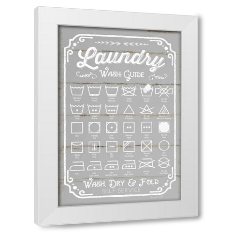 Laundry Wash Guide White Modern Wood Framed Art Print by Pugh, Jennifer