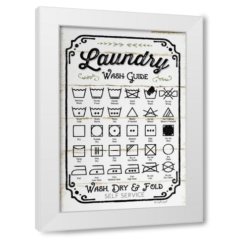 Laundry Wash Guide White Modern Wood Framed Art Print by Pugh, Jennifer