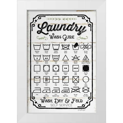 Laundry Wash Guide White Modern Wood Framed Art Print by Pugh, Jennifer