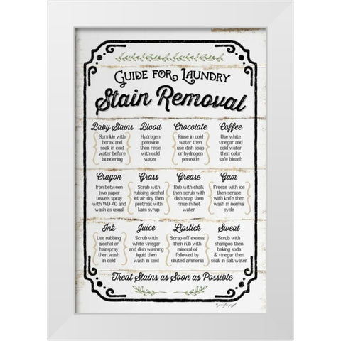 Stain Removal Guide White Modern Wood Framed Art Print by Pugh, Jennifer