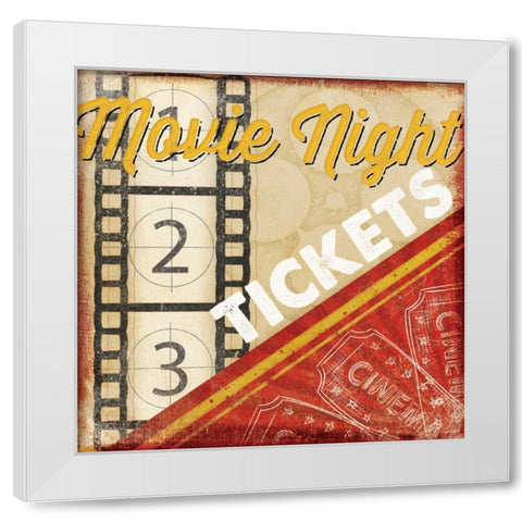 Movie Night White Modern Wood Framed Art Print by Pugh, Jennifer