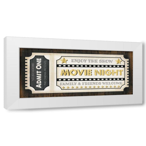 Movie Ticket White Modern Wood Framed Art Print by Pugh, Jennifer
