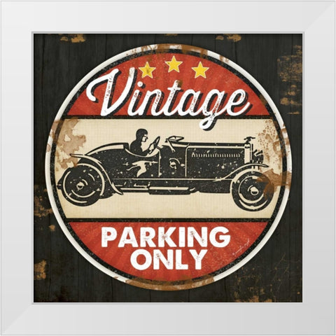 Vintage Parking White Modern Wood Framed Art Print by Pugh, Jennifer