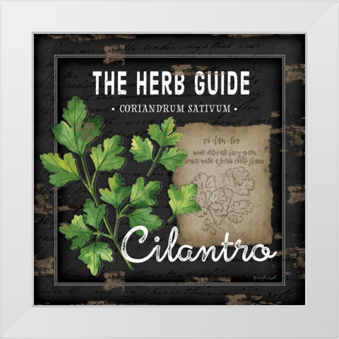 Herb Guide Cilantro White Modern Wood Framed Art Print by Pugh, Jennifer
