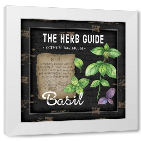Herb Guide Basil White Modern Wood Framed Art Print by Pugh, Jennifer