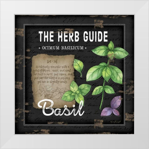 Herb Guide Basil White Modern Wood Framed Art Print by Pugh, Jennifer