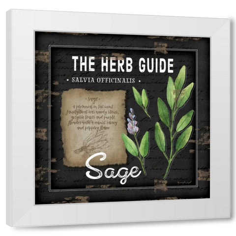 Herb Guide Sage White Modern Wood Framed Art Print by Pugh, Jennifer