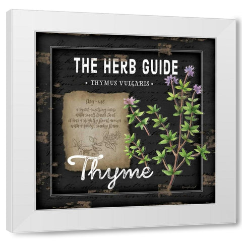 Herb Guide Thyme White Modern Wood Framed Art Print by Pugh, Jennifer