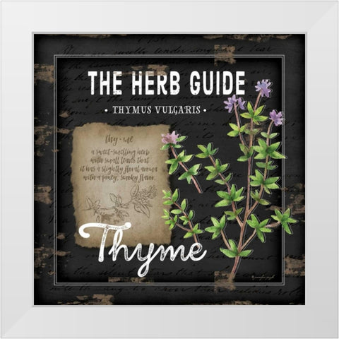 Herb Guide Thyme White Modern Wood Framed Art Print by Pugh, Jennifer