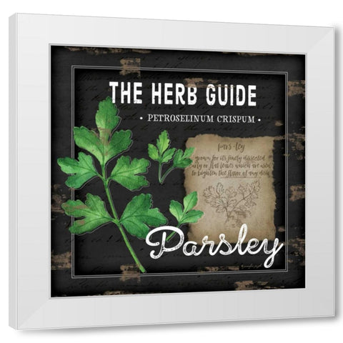 Herb Guide Parsley White Modern Wood Framed Art Print by Pugh, Jennifer