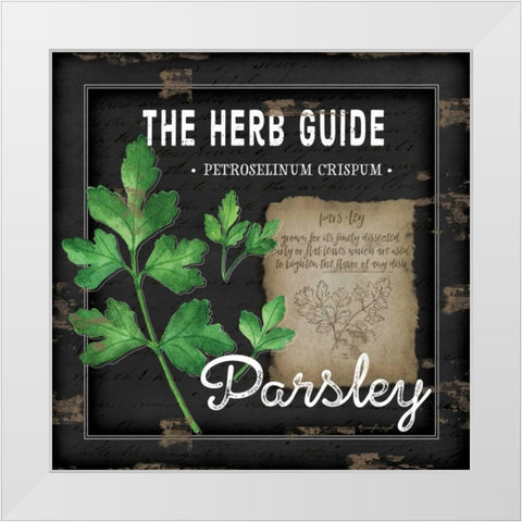 Herb Guide Parsley White Modern Wood Framed Art Print by Pugh, Jennifer