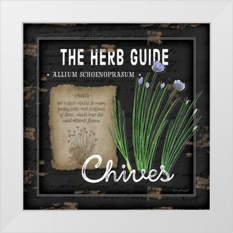 Herb Guide Chives White Modern Wood Framed Art Print by Pugh, Jennifer