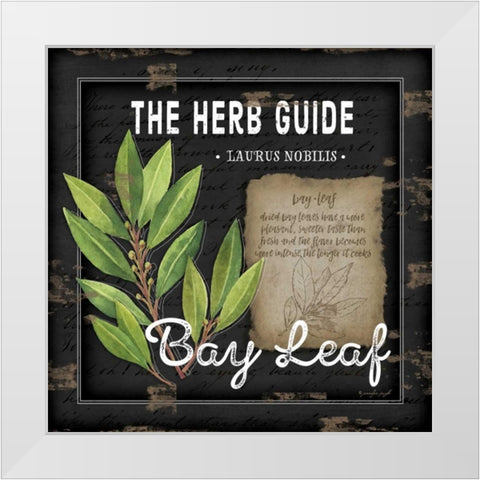 Herb Guide Bay Leaf White Modern Wood Framed Art Print by Pugh, Jennifer