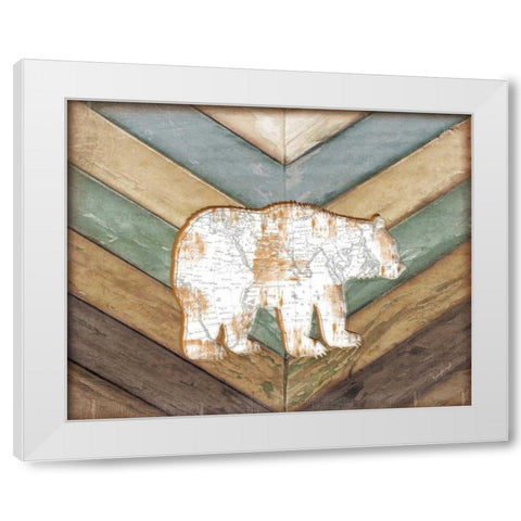 Lodge Bear White Modern Wood Framed Art Print by Pugh, Jennifer