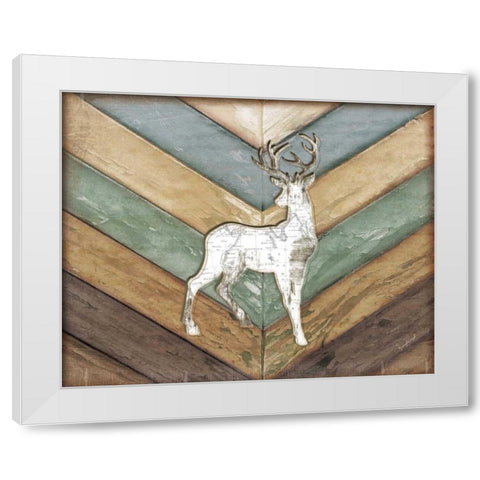 Lodge Deer White Modern Wood Framed Art Print by Pugh, Jennifer