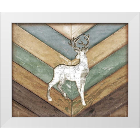 Lodge Deer White Modern Wood Framed Art Print by Pugh, Jennifer