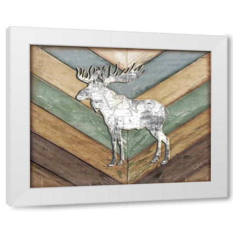 Lodge Moose White Modern Wood Framed Art Print by Pugh, Jennifer