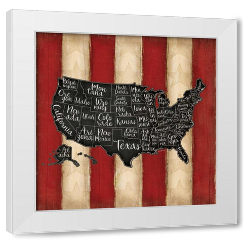 United States II White Modern Wood Framed Art Print by Pugh, Jennifer