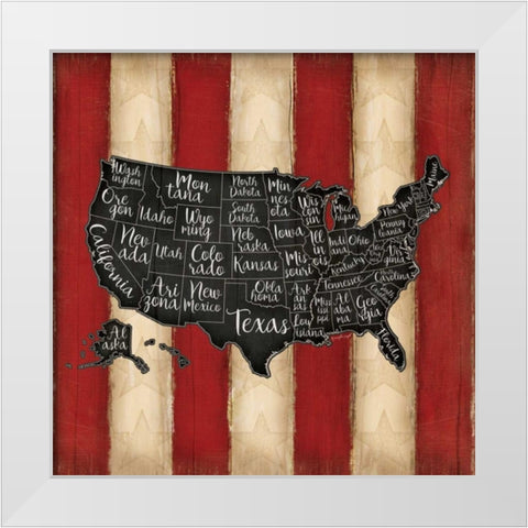 United States II White Modern Wood Framed Art Print by Pugh, Jennifer