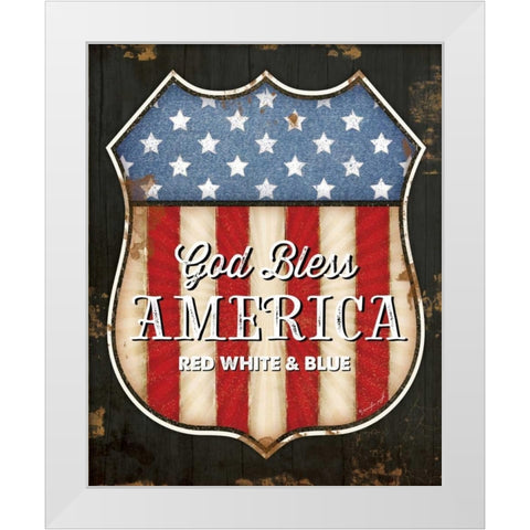 God Bless America White Modern Wood Framed Art Print by Pugh, Jennifer