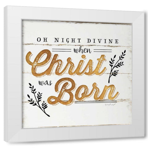 Oh Night Divine White Modern Wood Framed Art Print by Pugh, Jennifer