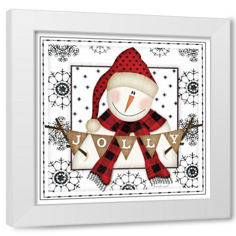 Snowman Snowflake White Modern Wood Framed Art Print by Pugh, Jennifer