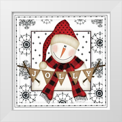 Snowman Snowflake White Modern Wood Framed Art Print by Pugh, Jennifer